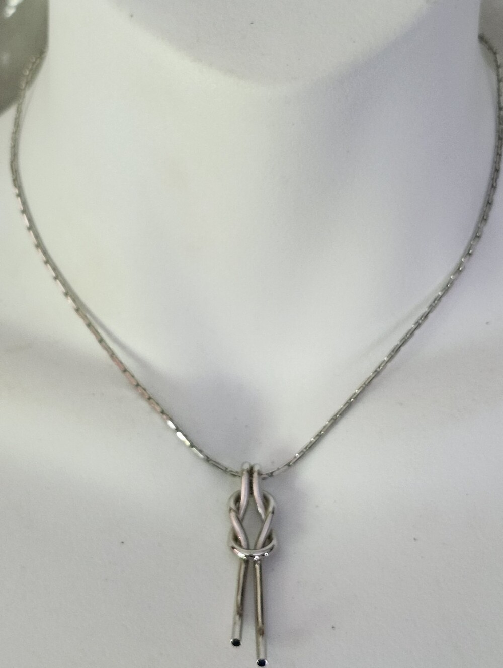 Lisner Silver Tone Knot Drop Pendant Necklace - Elegant Women’s Jewelry